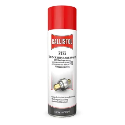 Ballistol Teflon Spray. Suché mazání s částicemi PTFE pro mazání a kluznou činnost bez olejových nebo mazacích složek.